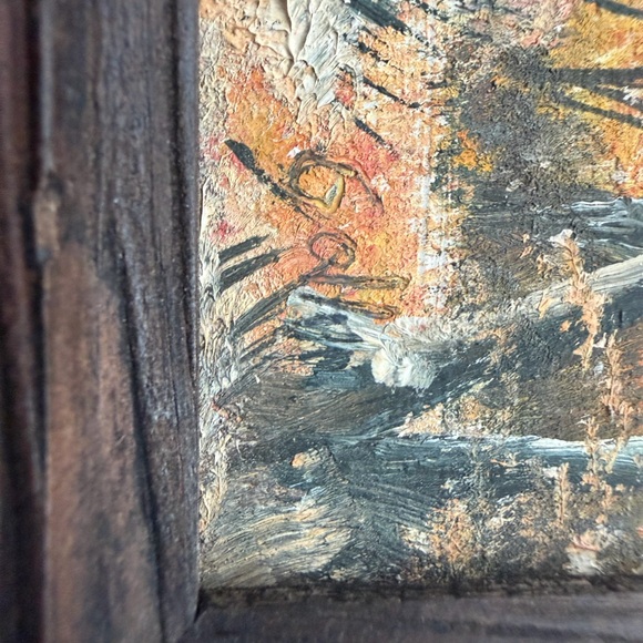 Vintage Original Painting Mini Art Framed 8”x6” Landscape Trees River Signed - Picture 3 of 7